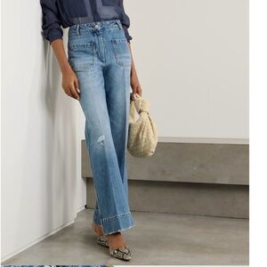VICTORIA BECKHAM Alina distressed high-rise wide-leg jeans 24 R/*MINT/Never worn